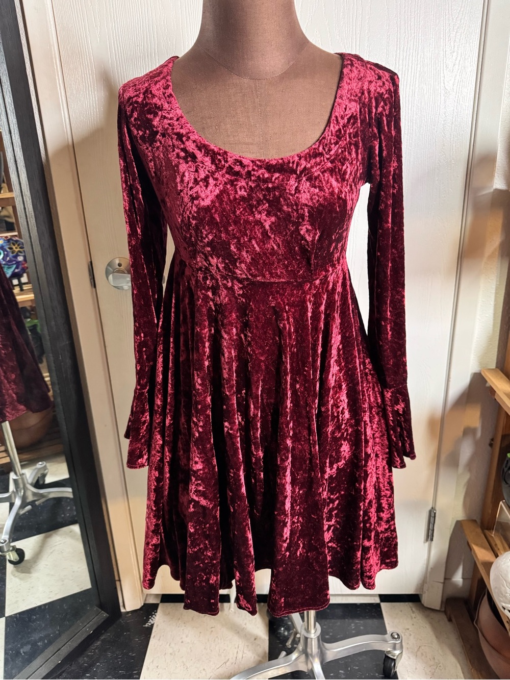Burgundy vintage velvet dress